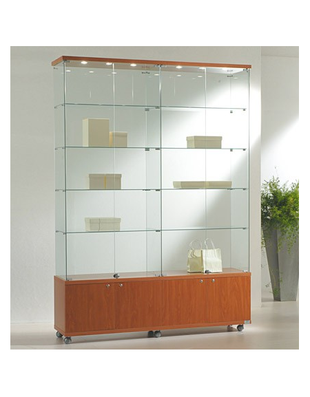 Vetrina cristalli temperati con 6 faretti alogeni e mobiletto - cm 157 x 40 x 220h