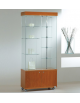 Vetrina cristalli temperati con ripiani girevoli, 2 faretti alogeni e mobiletto - cm 77 x 40 x 187h