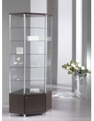 Vetrina angolare con montanti in alluminio e mobile in kit h.43 cm - senza luci - cm 73 x 73 x 220h