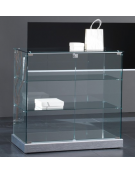 Banco vetrina cristalli temperati - rivestimento in ecopelle - interno base a specchio - cm 93 x 46 x 90h