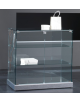 Banco vetrina cristalli temperati - rivestimento in ecopelle - interno base a specchio - cm 93 x 46 x 90h