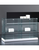 Banco vetrina cristalli temperati – rivestimento in ecopelle interno base a specchio cm 143 x 46 x 90h