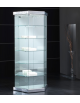 Vetrina trapezoidale cristalli temperati - Base e cappello in colore silver - 2 faretti a Led - cm 93 x 44 x 200h
