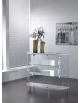 Banco vetrina semiovale cristalli temperati – luci a led verticali su due lati – Colore bianco lucido – cm 112x38x93h