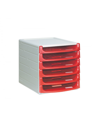 CASSETTIERA 6 CASSETTI colori: rosso - blu ART. 14G6P cm. 31 x 40 x 32,5 h.