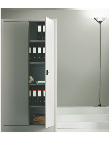 ARMADIO ANTE CIECHE A BATTENTI IN METALLO CON SERRATURA - cm 120x45x200h -nr. 4 ripiani spostabili con passo 4 cm