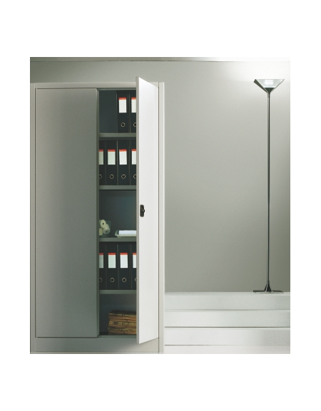 ARMADIO ANTE CIECHE A BATTENTI IN METALLO CON SERRATURA - cm 120x45x200h -nr. 4 ripiani spostabili con passo 4 cm
