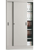 ARMADIO ANTE SCORREVOLI IN METALLO CON SERRATURA cm. 150 x 45 x 200 h. - Due vani con nr. 4+4 ripiani spostabili