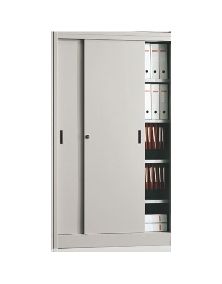 ARMADIO ANTE SCORREVOLI IN METALLO CON SERRATURA - CM 180x45x200H - N° 2 VANI CON 4+4 RIPIANI SPOSTABILI