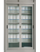 ARMADIO METALLICO ANTE SCORREVOLI IN VETRO TEMPERATO CON SERRATURA  - cm 180x45x200h