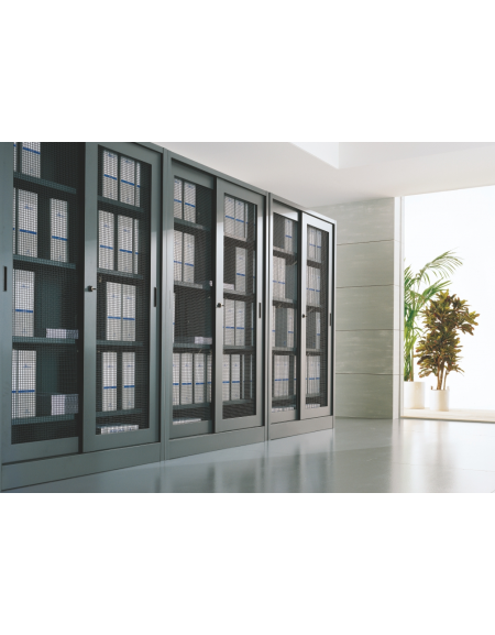 ARMADIO METALLICO ANTE SCORREVOLI A RETE E SERRATURA - cm 180x45x200h