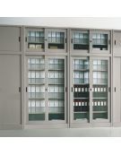 ARMADIO METALLICO CON ANTE SCORREVOLI IN VETRO TEMPERATO CON SERRATURA - cm 120x60x200h