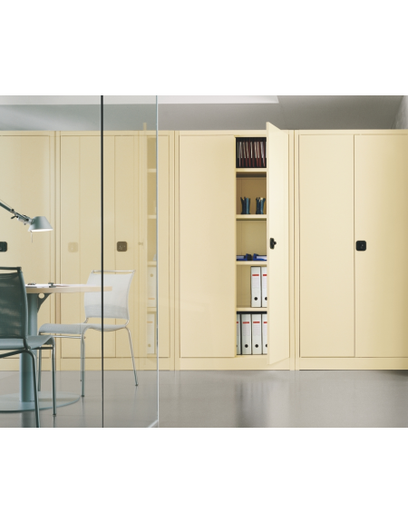 ARMADIO ANTE CIECHE A BATTENTI IN METALLO CON SERRATURA - cm 100x37x200h - nr. 4 ripiani spostabili con passo 4 cm