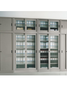 ARMADIO METALLICO ANTE SCORREVOLI IN VETRO TEMPERATO CON SERRATURA - cm 180x37x200h