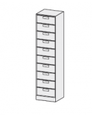 CARTELLIERA VERTICALE 10 CASELLE cm. 42 x 38 x 200 h.