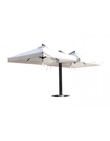 Ombrellone doppio braccio con palo laterale retrattile - Dimensione singolo ombrellone cm 350x350