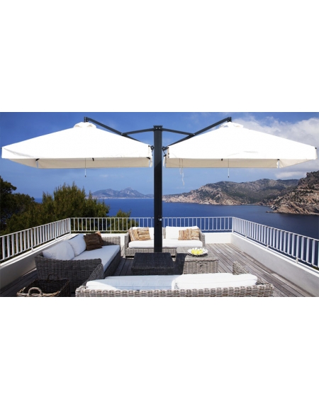 Ombrellone doppio braccio con palo laterale retrattile - Dimensione singolo ombrellone cm 200x300