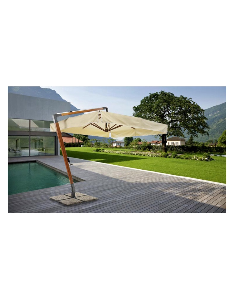 Ombrellone A Sbalzo Sunnyglade 3x3.4m: Quadrato, Rotazione 360°, Inclinabile, Per Giardino E Terrazza