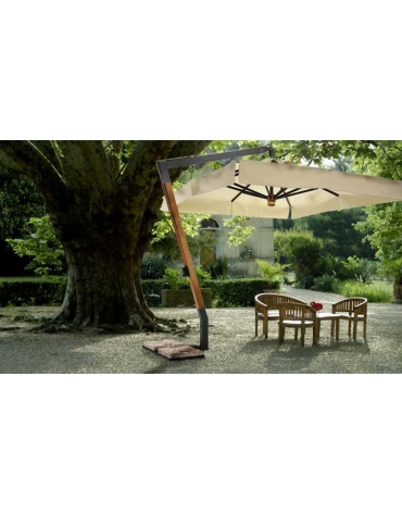 Ombrellone a palo laterale in legno lamellare a sbalzo - Dimensioni cm 300x400 - RETTANGOLARE