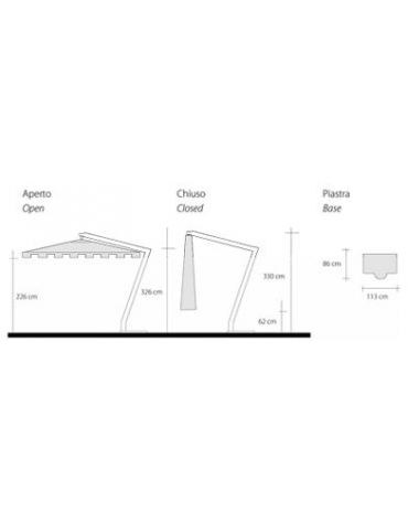 Ombrellone a palo laterale in legno e palo superiore in acciaio a sbalzo - Diametro cm 350 - ROTONDO