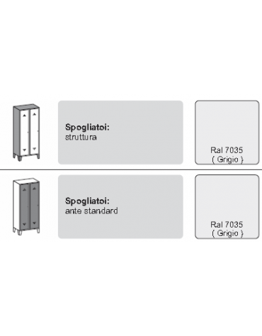 ARMADIO SPOGLIATOIO 1 POSTO - anta grigio -  cm. 35 x 35 x 180 h.