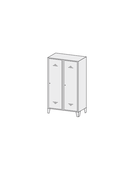 ARMADIO SPOGLIATOIO SPORCO / PULITO 2 POSTI CON ANTE COLORATE cm. 100 x 50 x 180 h.