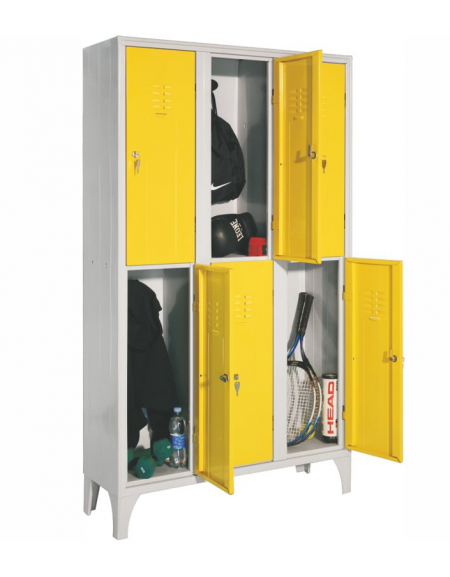 ARMADIO MULTISPOGLIATOIO 6 POSTI CON ANTE COLORATE cm. 105 x 35 x 180 h.
