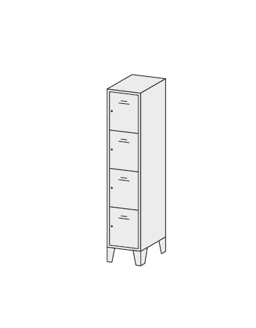 ARMADIO CASELLARIO 4 POSTI CON ANTE COLORATE cm. 35 x 50 x 180 h.