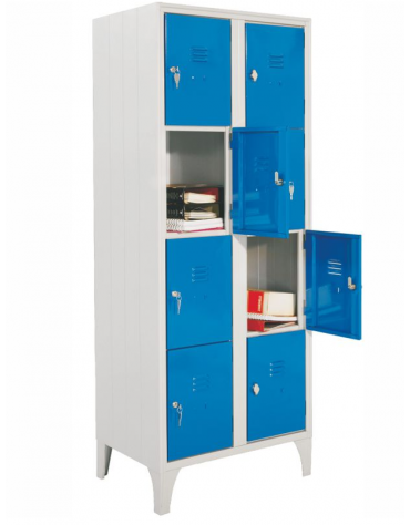 ARMADIO CASELLARIO 8 POSTI CON ANTE COLORATE cm. 70 x 50 x 180 h.