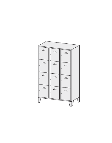 ARMADIO CASELLARIO 12 POSTI CON ANTE COLORATE CM 105X50X180H