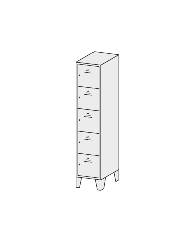 ARMADIO CASELLARIO 5 POSTI CON ANTE COLORATE cm. 30 x 50 x 180 h.