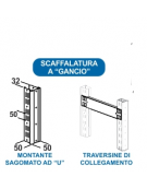 Scaffale metallico in acciaio 4 ripiani cm 80x30x200h - Montaggio a gancio