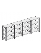 Scaffale metallico in acciaio verniciato o zincato 4 ripiani cm 70x50-Dimensioni esterne cm 71,5x51,5x200h-Montaggio a bulloni