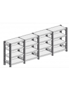 Scaffale metallico in acciaio verniciato o zincato 6 ripiani cm 120x50-Dimensioni esterne cm 121,5x51,5x300h-Montaggio a bulloni