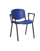 Sedia fissa con braccioli di attesa o conferenza in plastica indeformabile - vari colori - cm 64x63x78h