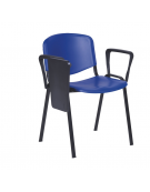 Sedia fissa attesaconferenza in plastica indeformabile con braccioli e scrittoio- vari colori - cm 68x63x78h