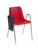 Sedia fissa di attesa conferenza monoscocca in plastica indeformabile - con braccioli e scrittoio - vari colori - cm 53x54x77H