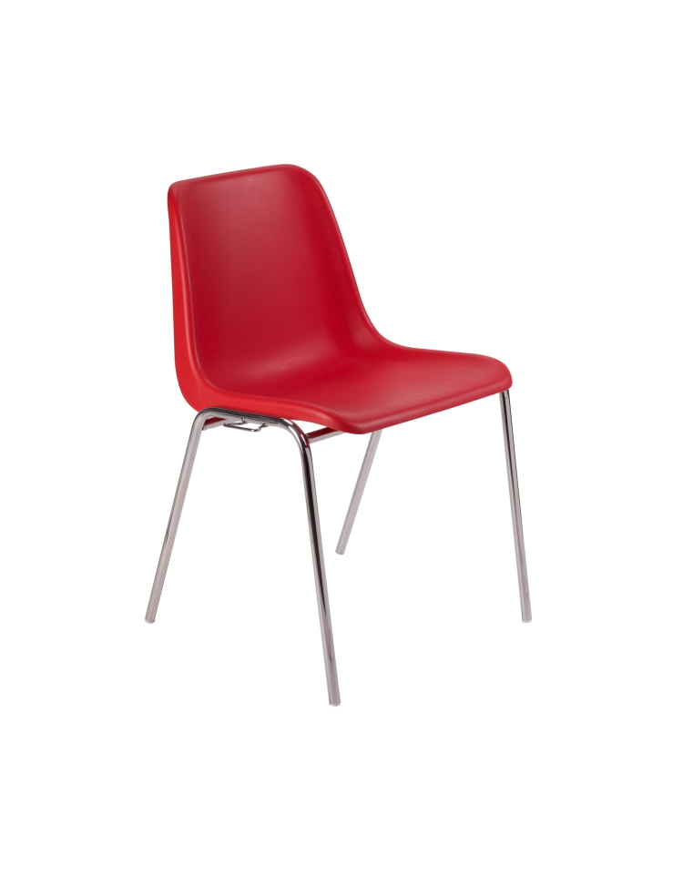 Rosso Sedia Da Ufficio Poltrona Fissa per Sala Attesa sedia con monoscocca in plastica colorata con telaio in metallo verniciato nero sedia impilabile sedia per conferenza 
