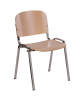Sedia fissa attesa con schienale e sedile in faggio verniciato con telaio cromato a sezione ovale -  cm 54x55x77h
