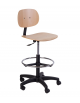Sgabello girevole con sedile e schienale in legno color faggio cm 61x65x73/113h