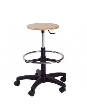 Sgabello con sedile tondo color faggio cm 61x61x73/85h