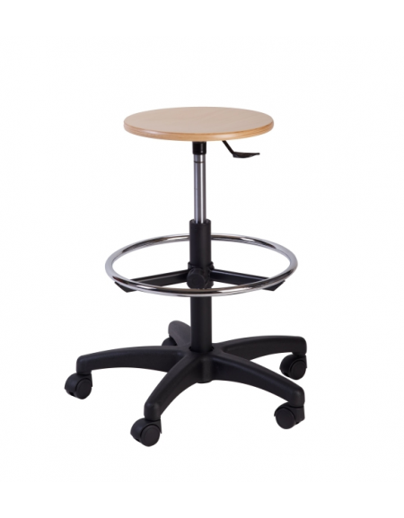 Sgabello con sedile tondo color faggio cm 61x61x73/85h