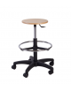 Sgabello girevole con sedile tondo in legno color faggio - senza schienale - cm 61x61x73/85h