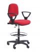 Sgabello con schienale basso e braccioli - alzata a gas - anello poggiapiedi cm 58x60x106/131h