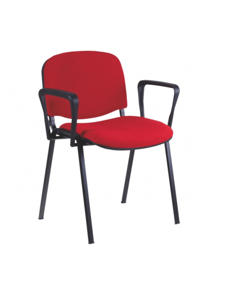 Sedia fissa imbottita con braccioli per attesa conferenza con telaio in  acciaio verniciato nero cm 64x55x80h