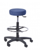 Sgabello con seduta tonda alzata a gas - anello poggiapiedi - Rivestimento ignifugo o ecopelle - cm 57x60x61/86h