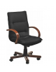 Poltrona semi-direzionale braccioli e base in legno cm 68x74x103/112h