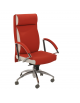 Poltrona direzionale braccioli in acciaio cromato e base in alluminio cm 70x70x114/123h