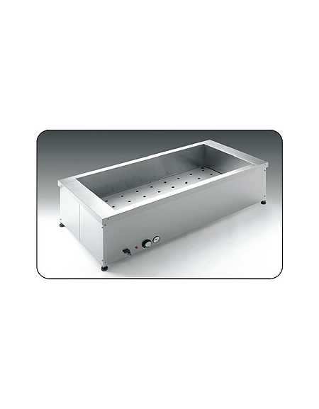 Tavola calda bagnomaria da banco con griglia fondo - Capacità 1 bacinella GN 1/1 - Dimensioni esterne cm 49x60x35h