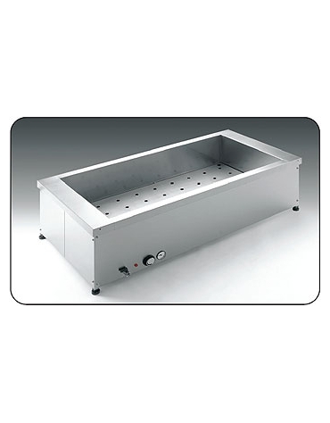 Tavola calda bagnomaria da banco con griglia fondo - Capacità 2 bacinelle GN 1/1 - Dimensioni esterne cm 81x60x34h